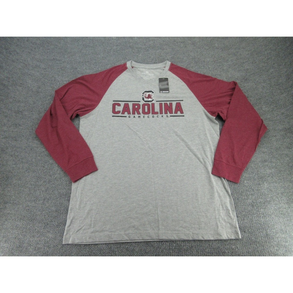 Colosseum South Carolina Gamecocks Mens T-Shirt  NWT Grey Raglan Long Sleeve XXL